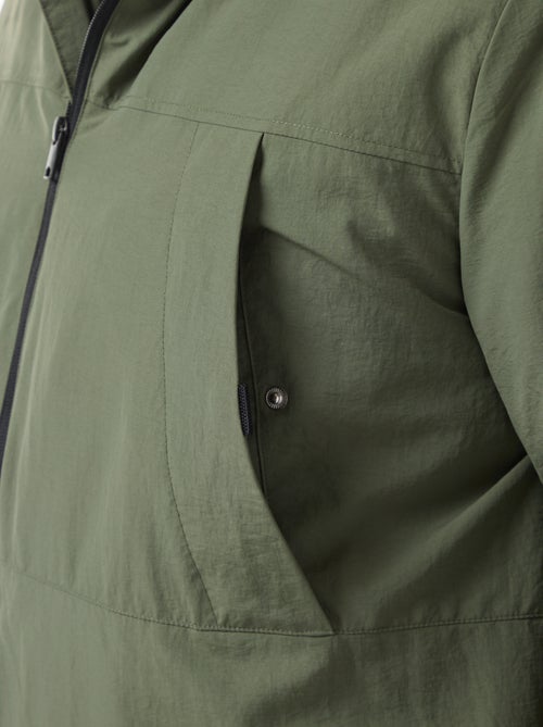 Parka met kap en opgestikte zakken met dubbele opening en fleece voering - Kiabi