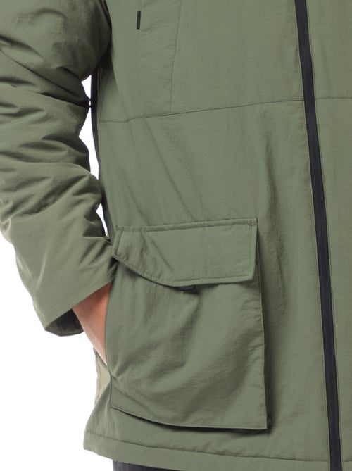 Parka met kap en opgestikte zakken met dubbele opening en fleece voering - Kiabi