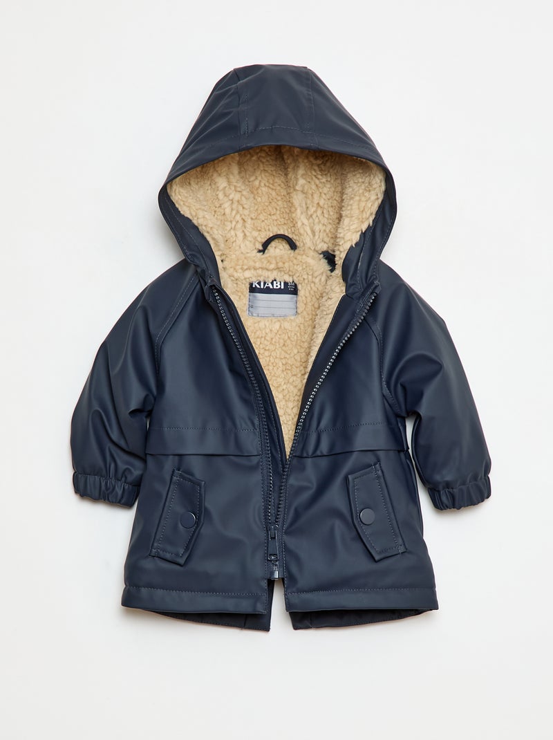 Parka met voering van imitatieschapenvacht Blauw - Kiabi