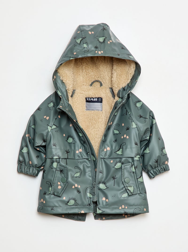 Parka met voering van imitatieschapenvacht Groen - Kiabi