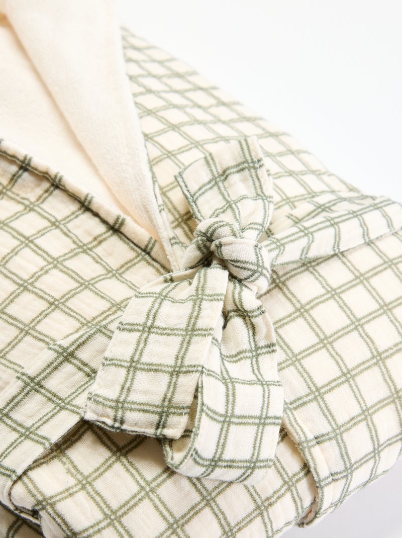 Peignoir van badstof en zachte hydrofielkatoen - Kiabi Home Kaki - Kiabi