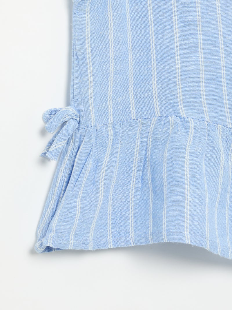 Peplumblouse met fantasie strikjes Blauw - Kiabi