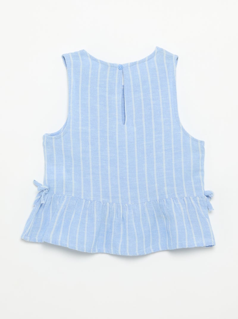 Peplumblouse met fantasie strikjes Blauw - Kiabi
