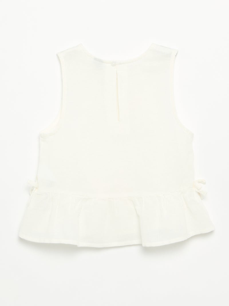 Peplumblouse met fantasie strikjes Wit - Kiabi