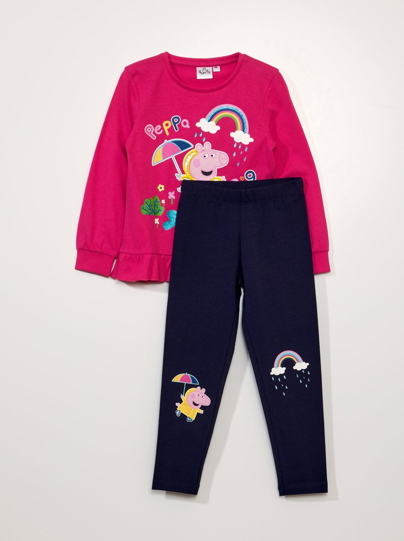 Peppa Pig-pyjama - 2-delig fuchsia print - Kiabi