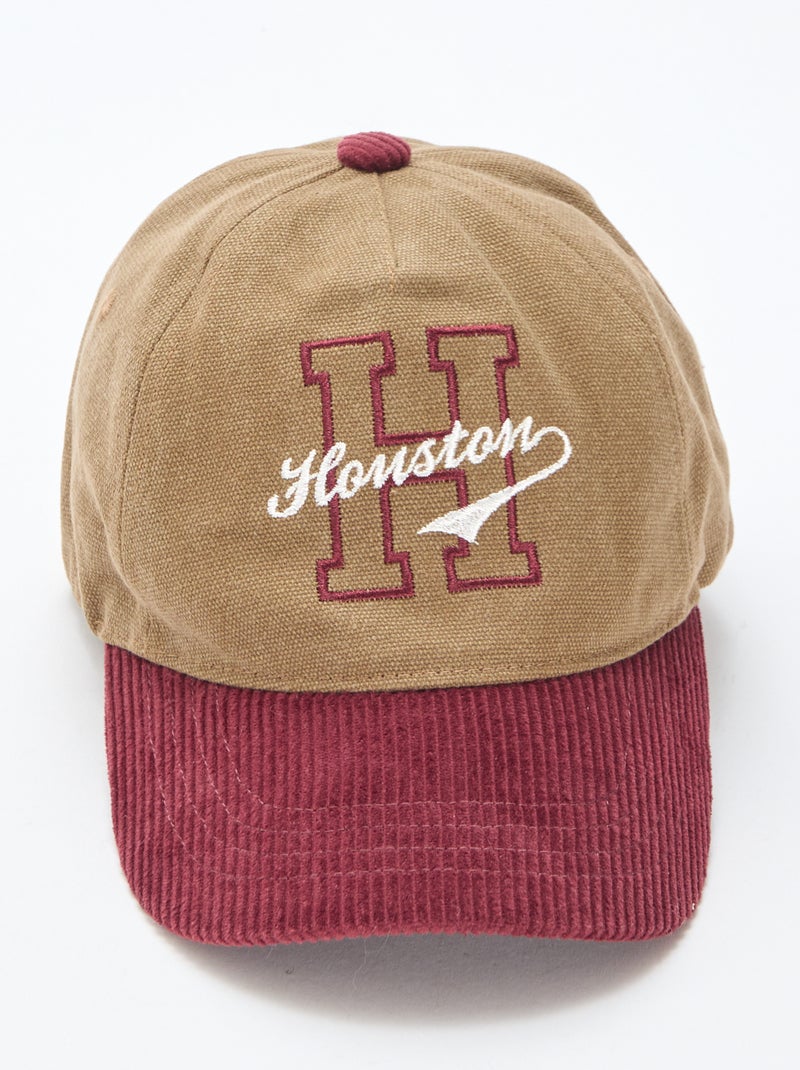 Pet met klep van ribstof Bruin - Kiabi