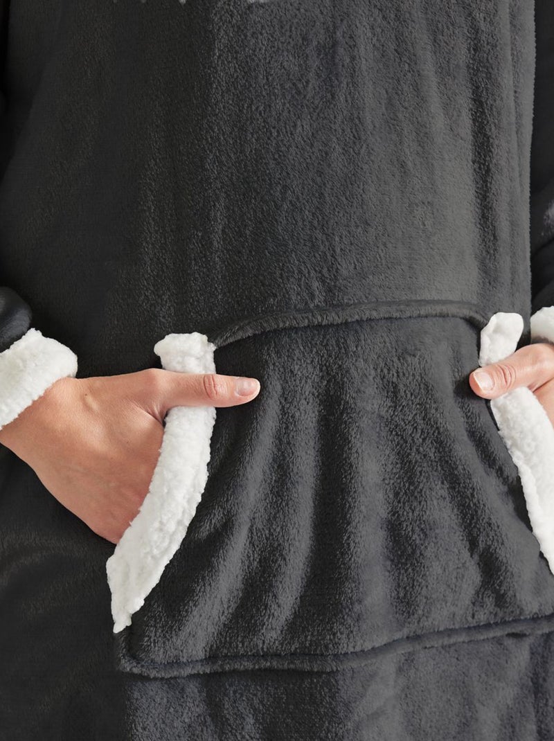 Plaid/poncho van fleecestof GRIJS - Kiabi