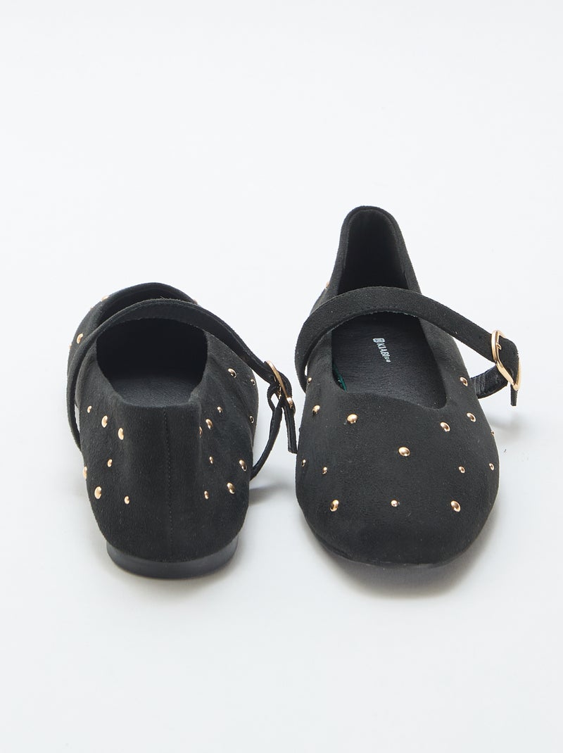 Platte ballerina's van imitatieleer Zwart - Kiabi