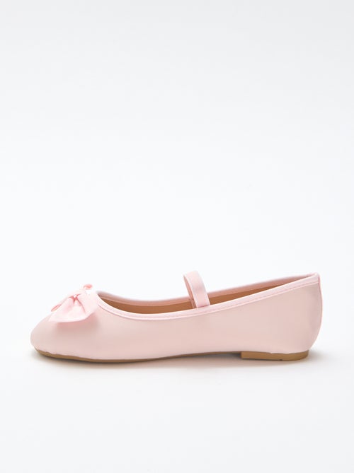 Platte effen ballerina met strik - Kiabi