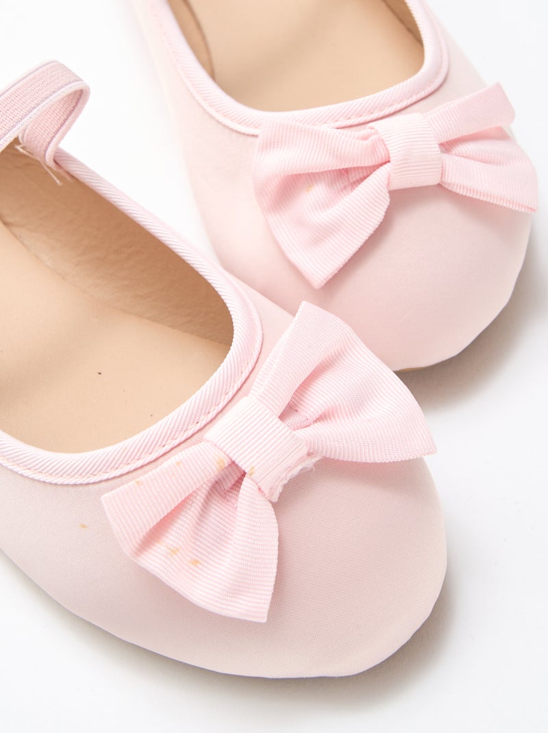 Platte effen ballerina met strik Rose - Kiabi