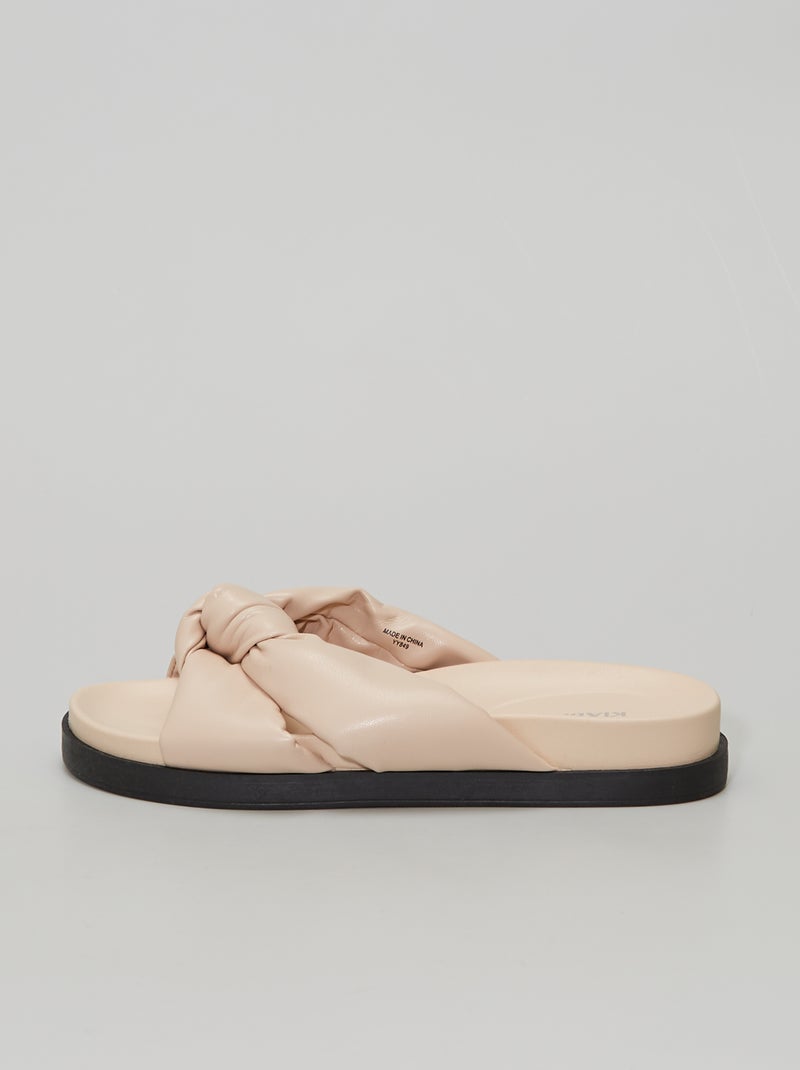 Platte instappers met strik Beige - Kiabi