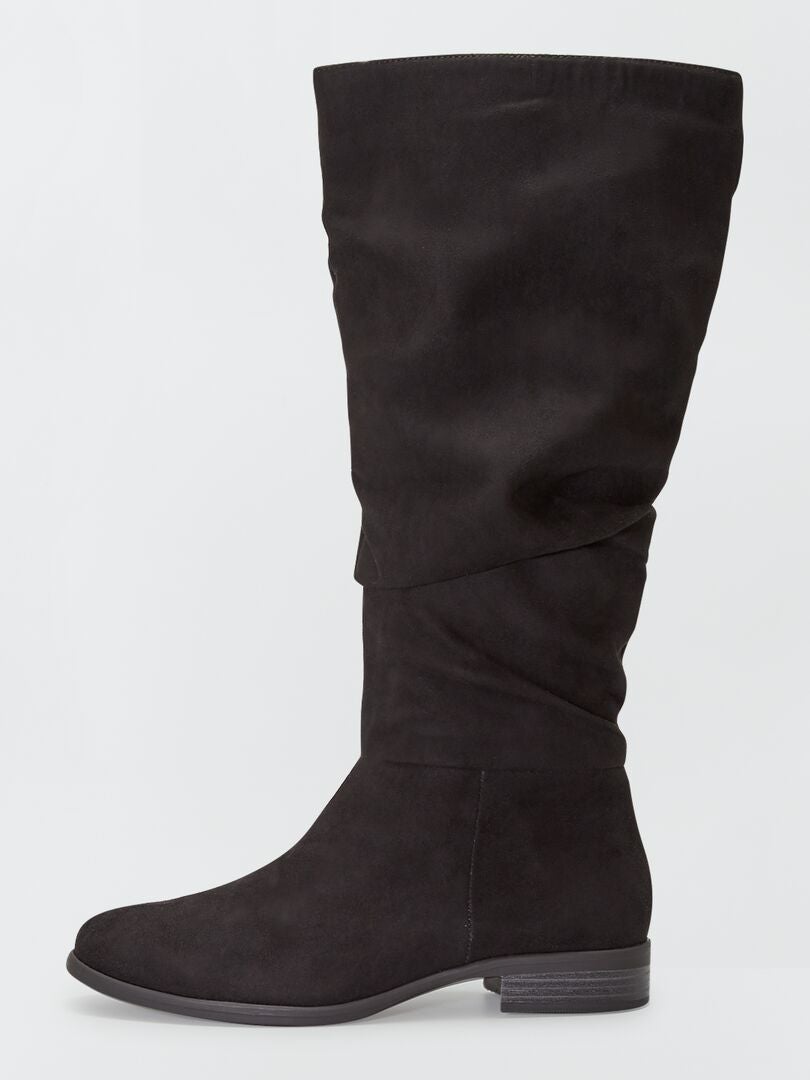 Platte laarzen - ruitermodel zwart - Kiabi