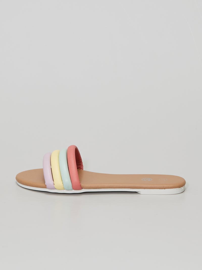 Platte meerkleurige slippers oranje - Kiabi