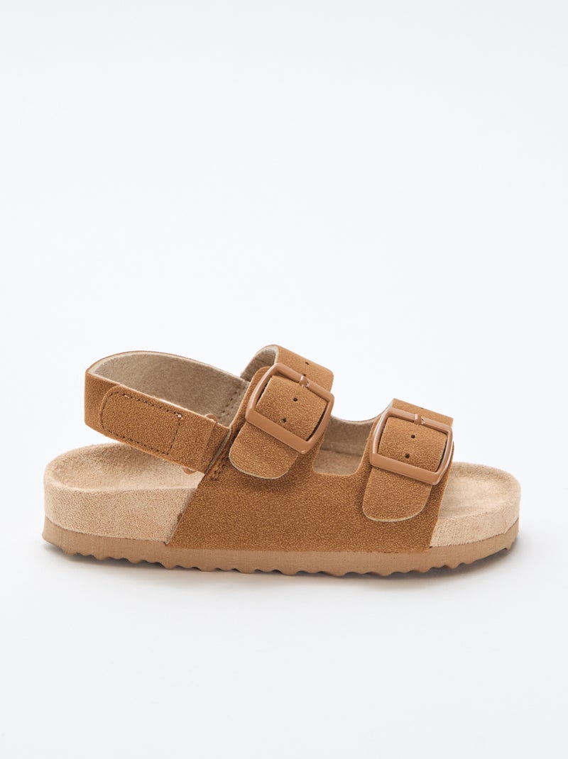 Platte sandalen in suèdine Bruin - Kiabi