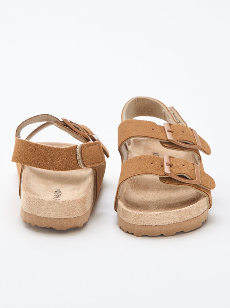 Platte sandalen in suèdine Bruin - Kiabi