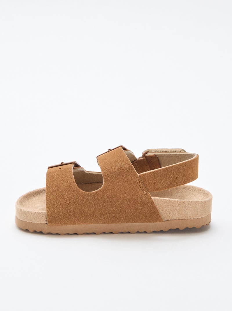 Platte sandalen in suèdine Bruin - Kiabi