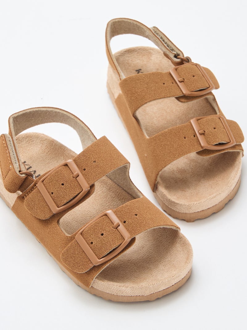 Platte sandalen in suèdine Bruin - Kiabi
