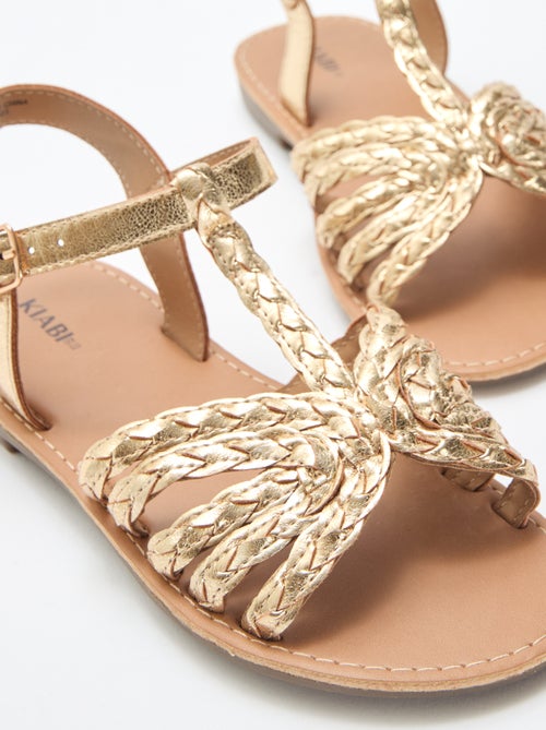 Platte sandalen met bandje en gevlochten riempjes - Kiabi