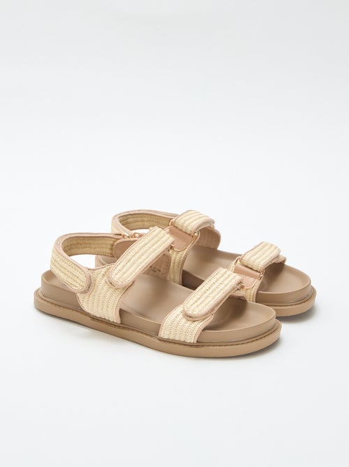Platte sandalen met bandjes van stro - Kiabi