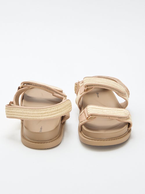 Platte sandalen met bandjes van stro - Kiabi