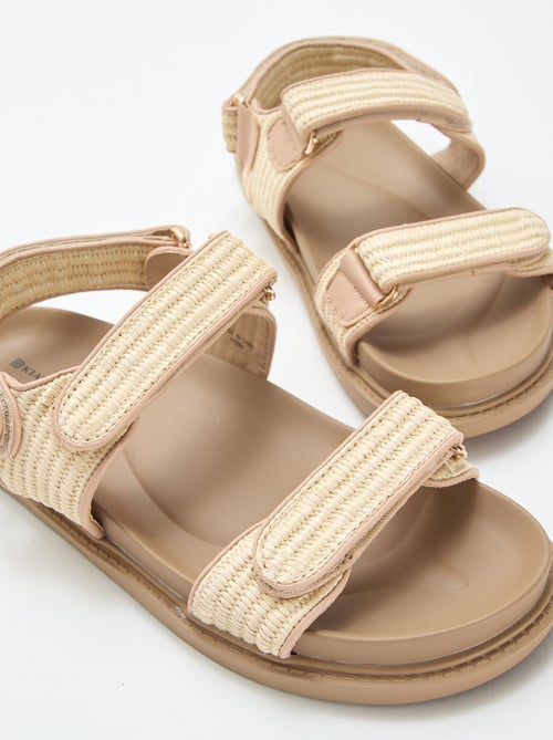 Platte sandalen met bandjes van stro - Kiabi