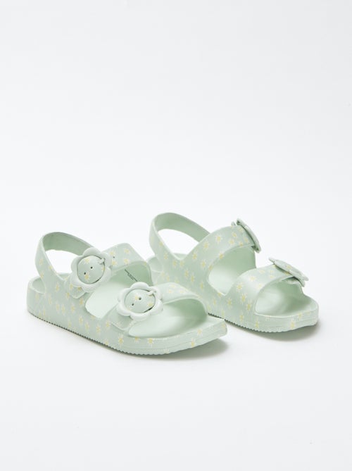 Platte sandalen met bloemendetails - Kiabi