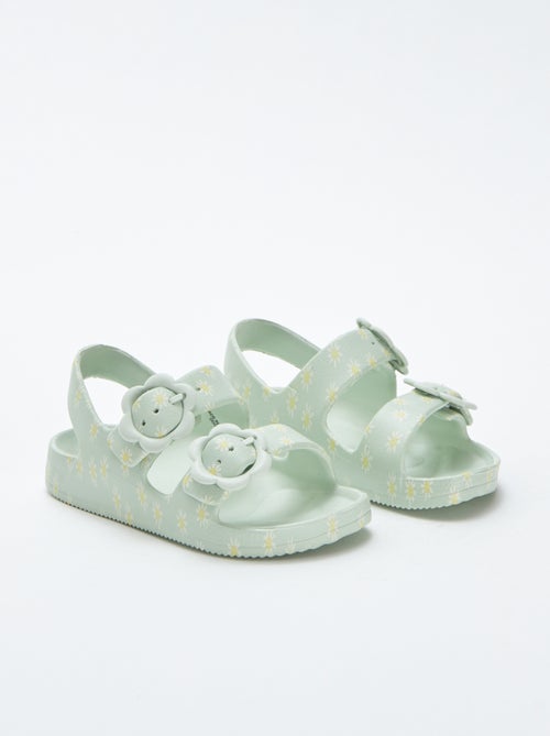 Platte sandalen met bloemendetails - Kiabi