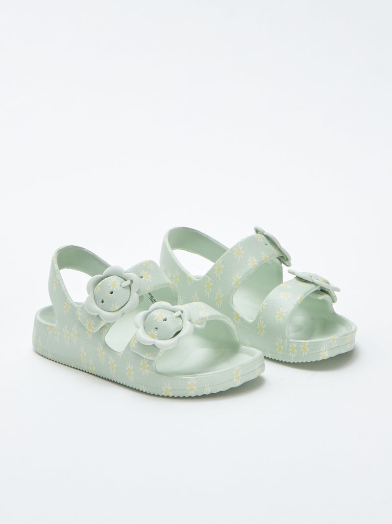 Platte sandalen met bloemendetails BLAUW - Kiabi