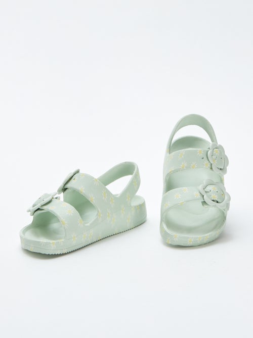 Platte sandalen met bloemendetails - Kiabi
