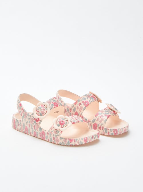 Platte sandalen met bloemendetails - Kiabi