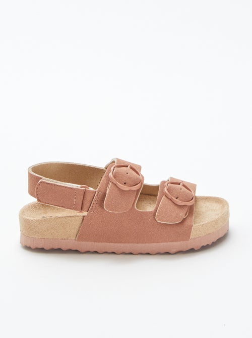 Platte sandalen met bloemengespen - Kiabi