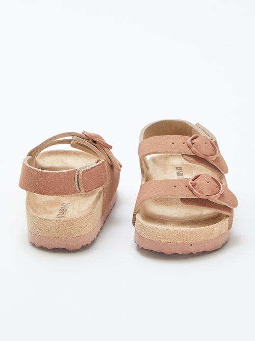 Platte sandalen met bloemengespen - Kiabi