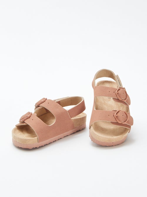 Platte sandalen met bloemengespen - Kiabi