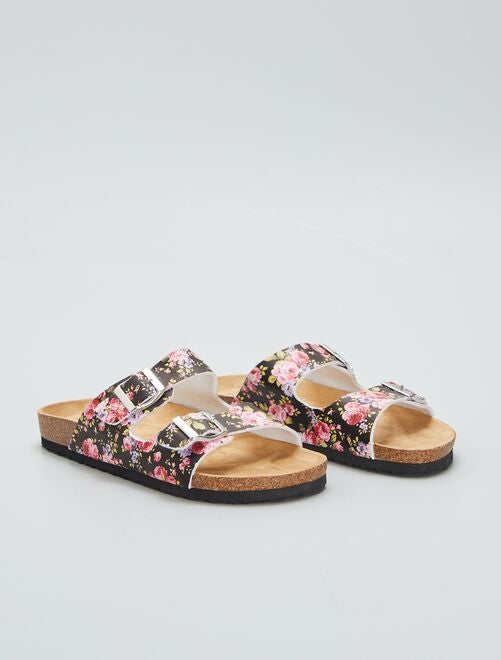 Platte sandalen met bloemetjes - Kiabi