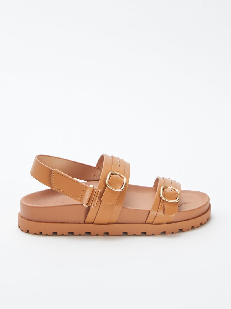 Platte sandalen met decoratieve studs BIEGE - Kiabi