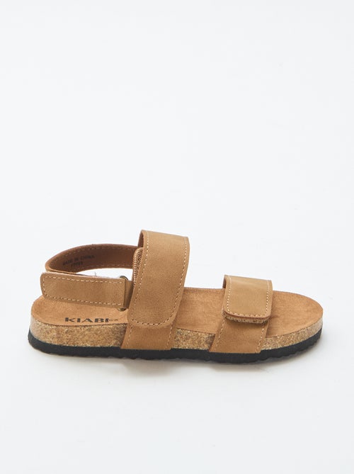 Platte sandalen met dubbele bandjes en klittenband - Kiabi