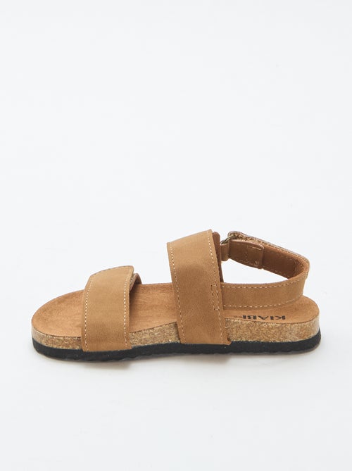 Platte sandalen met dubbele bandjes en klittenband - Kiabi