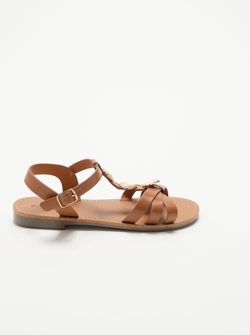 Platte sandalen met fantasie schelpbijoux - Kiabi