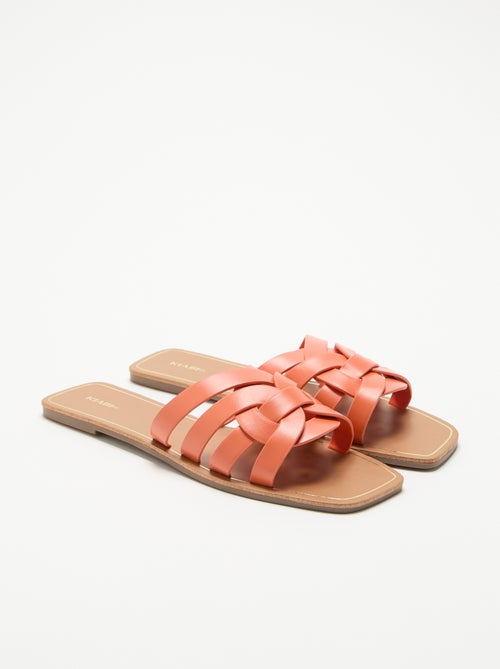 Platte sandalen met gekruiste bandjes - Kiabi