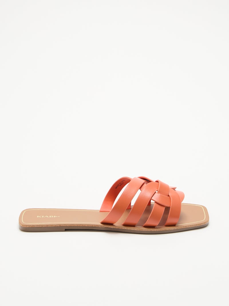 Platte sandalen met gekruiste bandjes Oranje - Kiabi