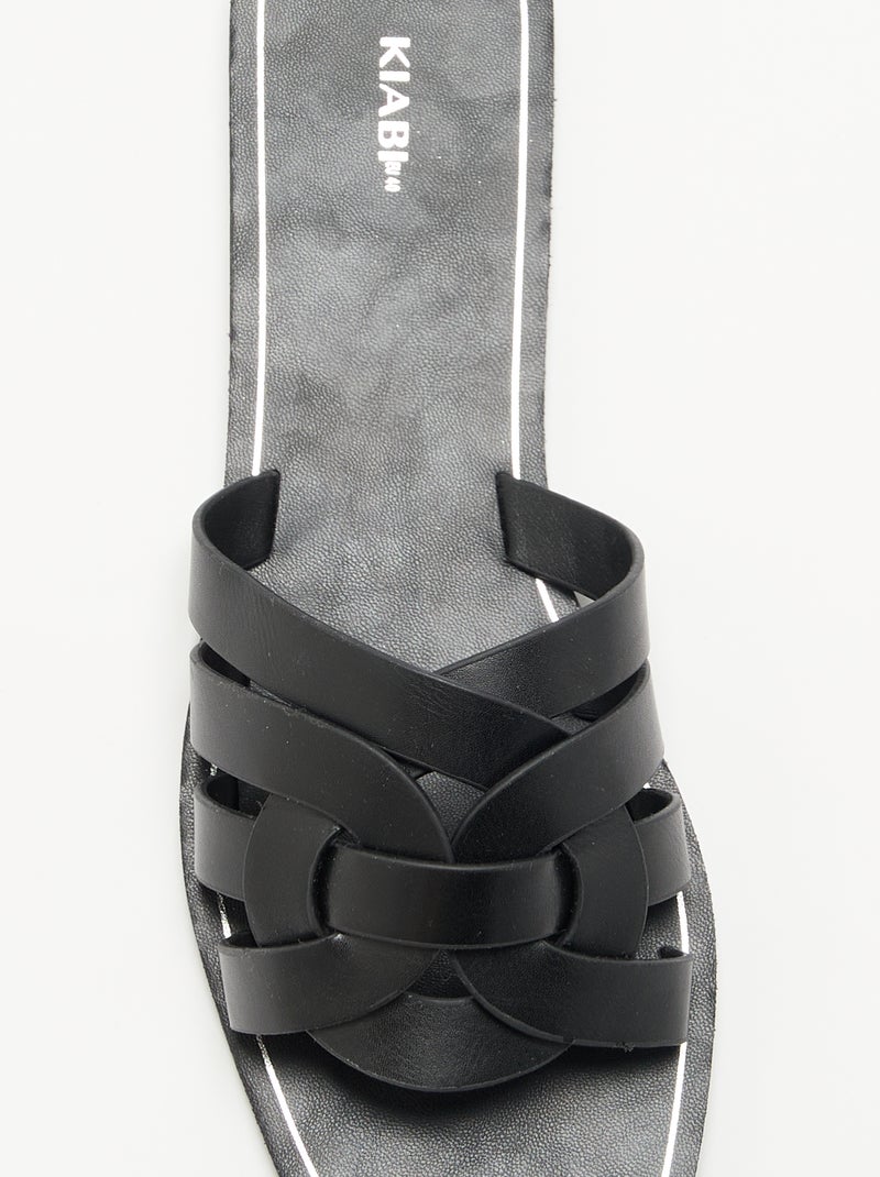 Platte sandalen met gekruiste bandjes Zwart - Kiabi