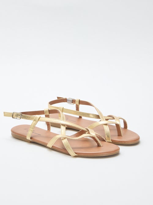 Platte sandalen met gekruiste teenband - Kiabi
