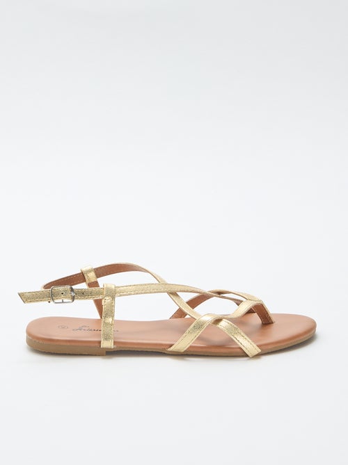 Platte sandalen met gekruiste teenband - Kiabi