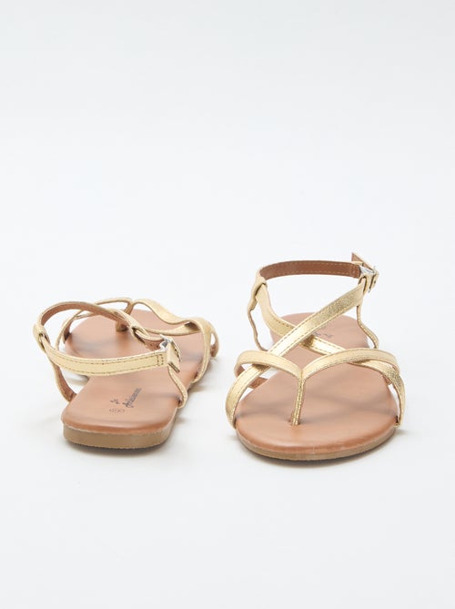 Platte sandalen met gekruiste teenband - Kiabi