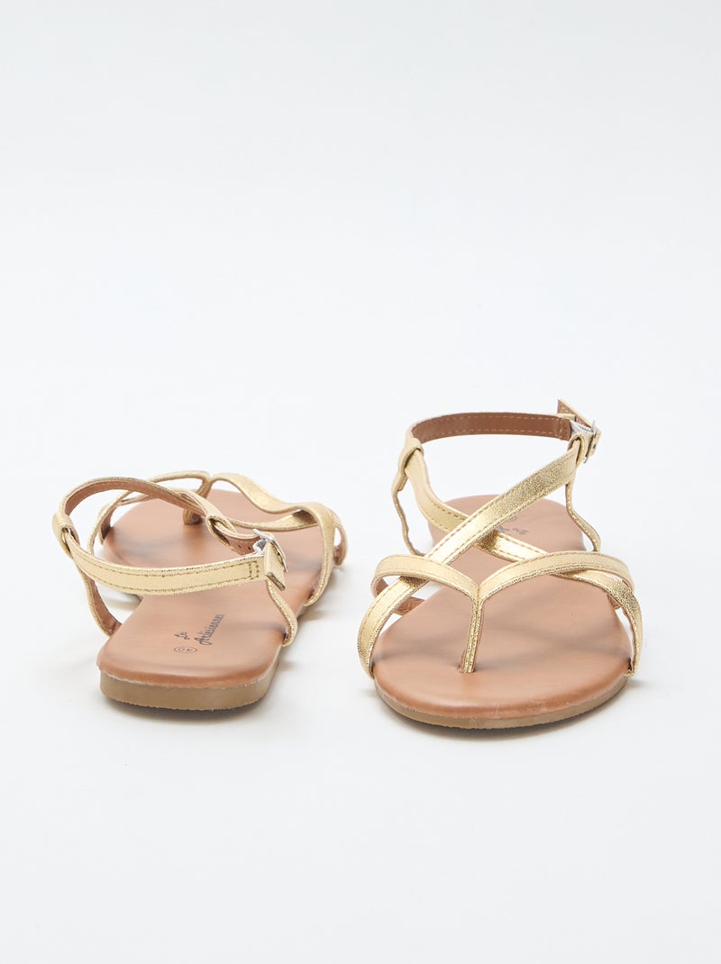 Platte sandalen met gekruiste teenband Geel - Kiabi