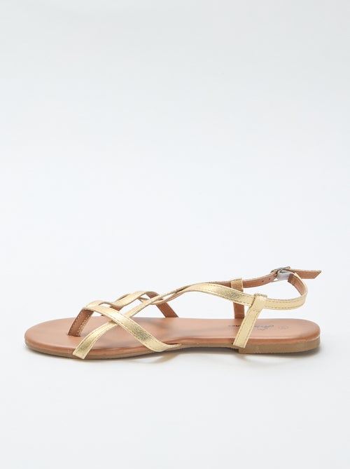 Platte sandalen met gekruiste teenband - Kiabi
