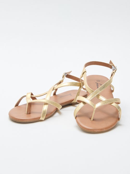 Platte sandalen met gekruiste teenband - Kiabi