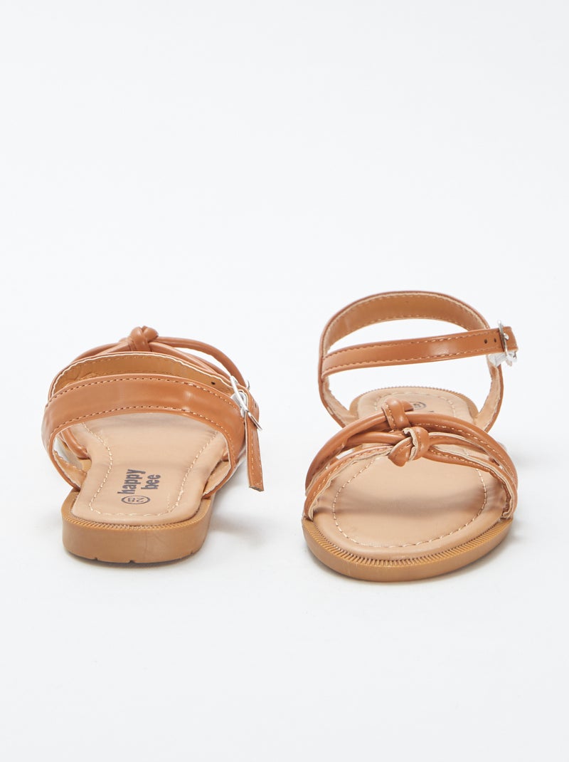 Platte sandalen met gevlochten bandjes BRUIN - Kiabi