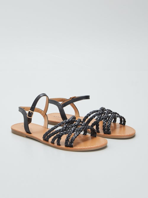 Platte sandalen met gevlochten bandjes - Kiabi