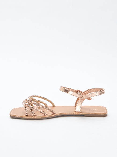 Platte sandalen met glitterbandjes - Kiabi